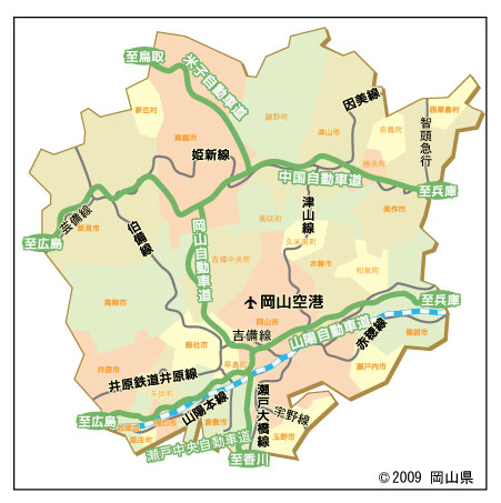 岡山県津山市の地図